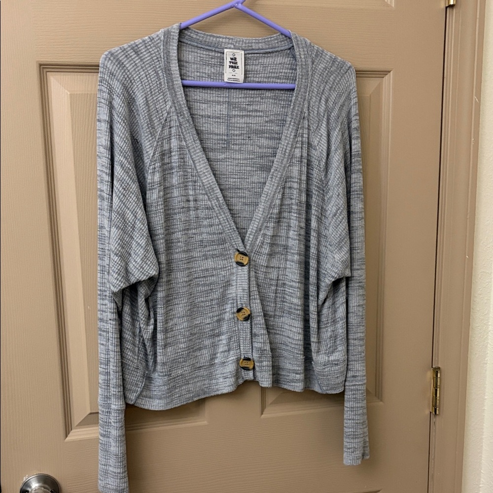 Free People We The Free Heather Gray V-Neck Cardigan